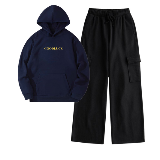 Unisex Cargo with Oversized Navy Blue GoodLuck Hoodie