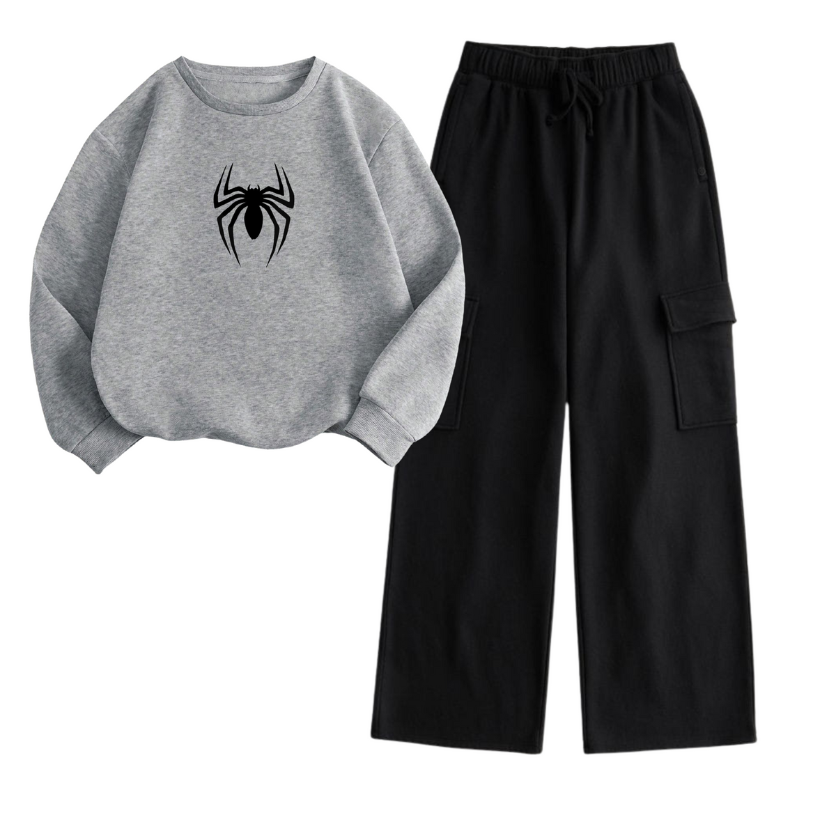 Unisex Cargo with Heather Grey Spidey Sweatshirt