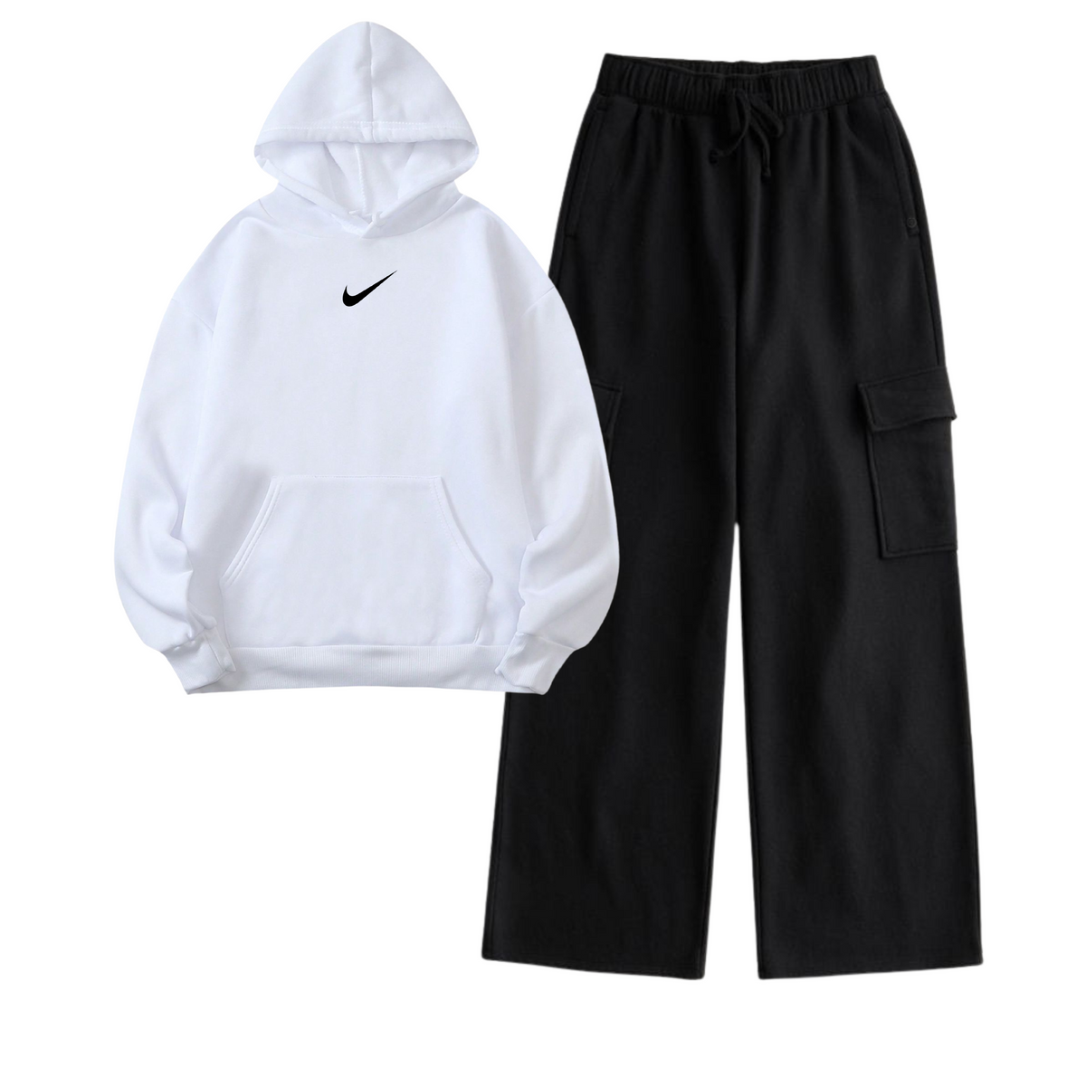 Unisex Cargo with Oversized White Nike Hoodie