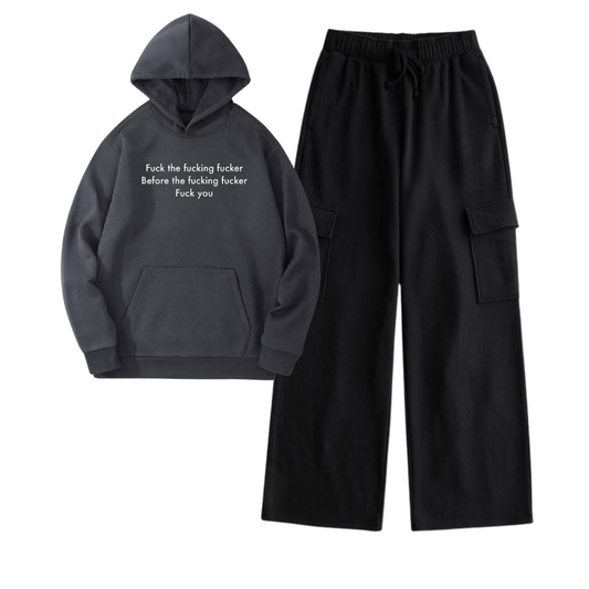 Unisex Cargo with Oversized Charcoal Grey Fucking Hoodie