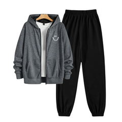 Regular Smiley Zipper with Regular tee & Sweatpants