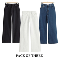 Pack Of Three Wide Leg Jeans