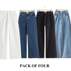 Pack Of Four Wide Leg Jeans