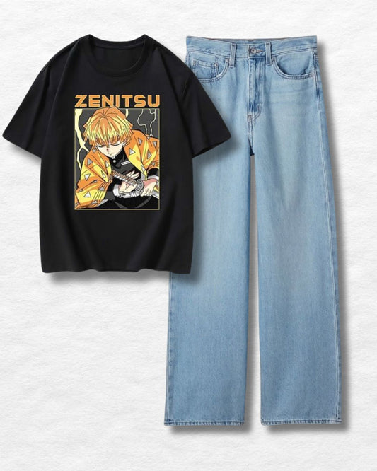 Wide Leg Jeans W Zenitsu Oversized Tee
