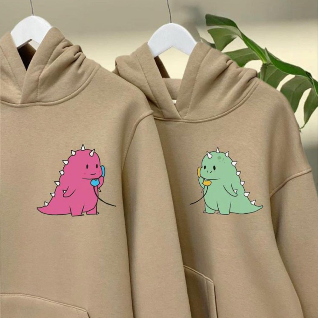 Cute Dino Couple Hoodie