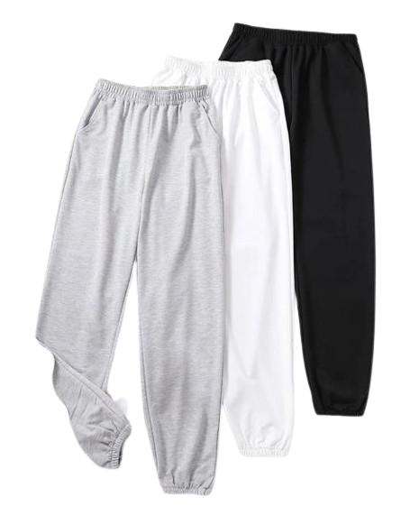 Pack of Three Sweatpants (Grey,White & Black)