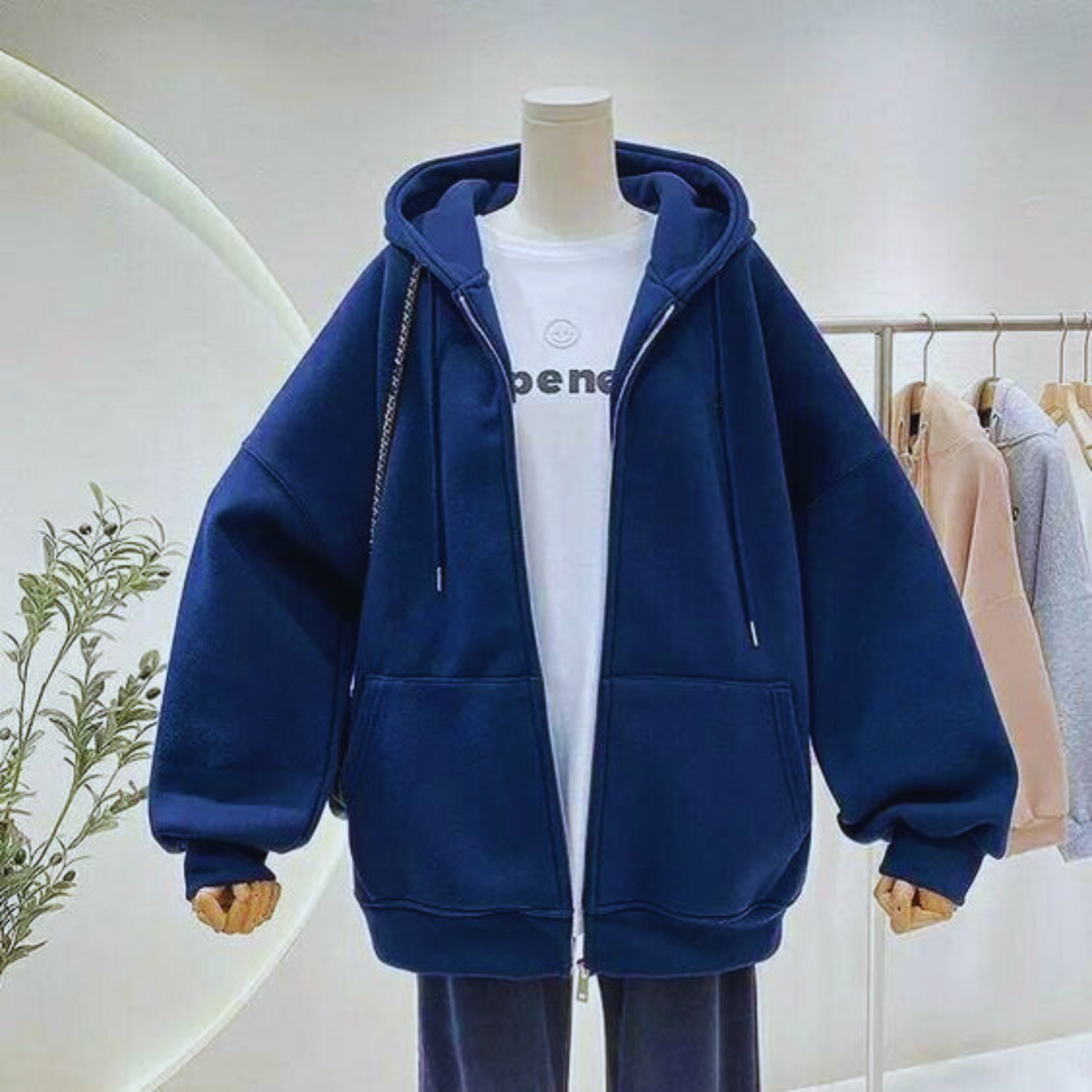 Dark Blue Oversized Zipper