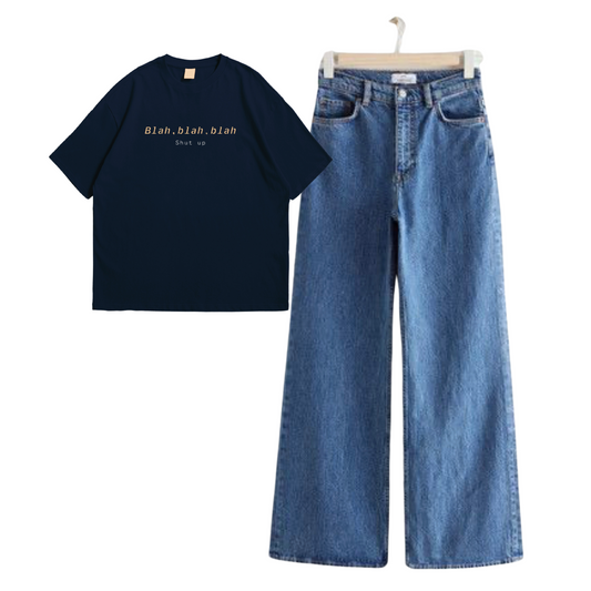 Wide Leg Jeans with Shutup Oversized Tees - Flexo