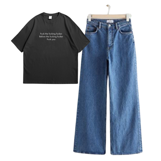 Wide Leg Jeans with F`s Oversized Tees - Flexo