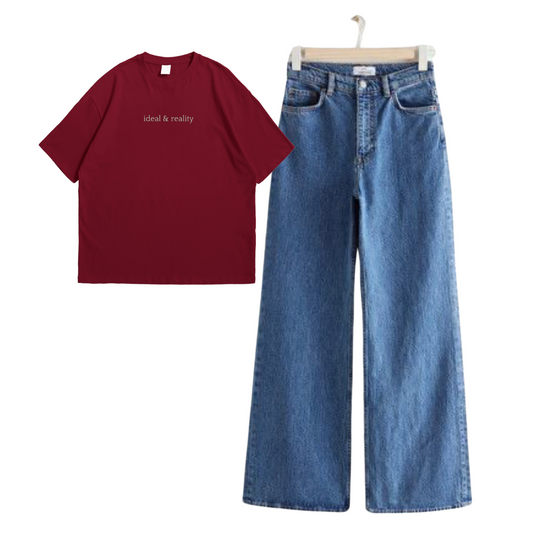 Wide Leg Jeans with ideal and reality Oversized Tees - Flexo