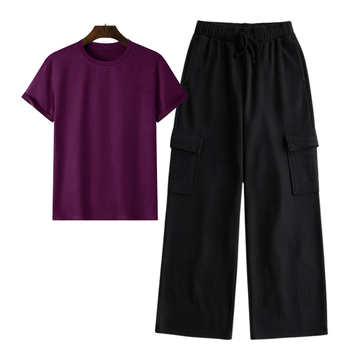 Cargo Trouser with Purple Regular tee