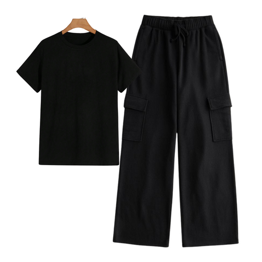 Cargo Trouser with Black Regular tee