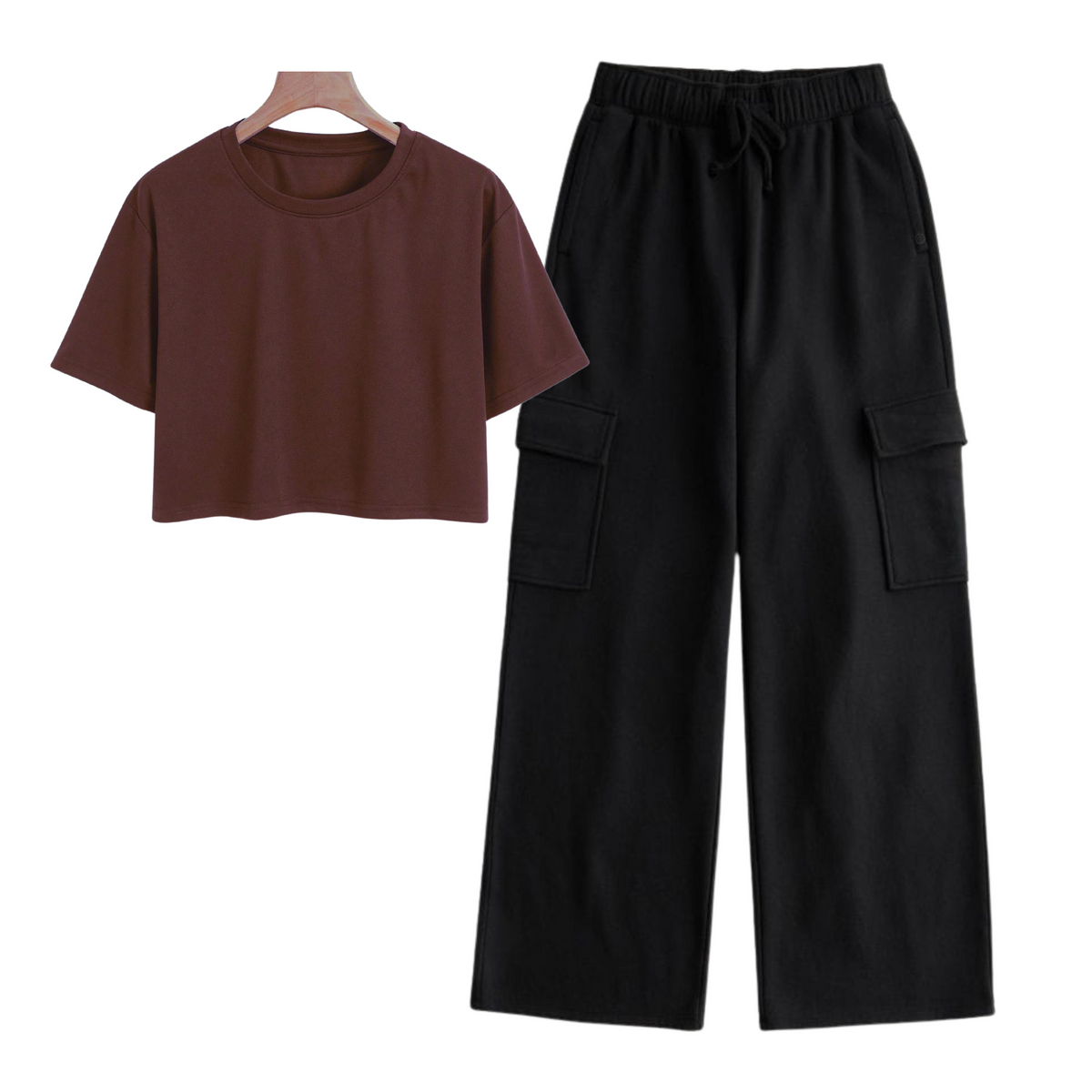 Cargo Trouser with Brown Crop tee