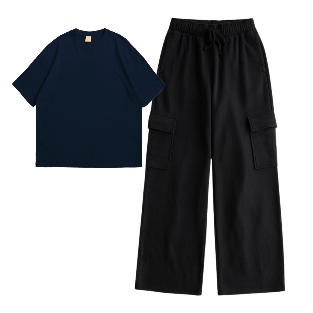 Cargo Trouser with Navy Blue Oversized tee