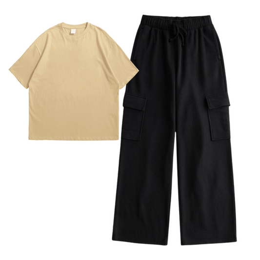 Cargo Trouser with Cream Oversized tee