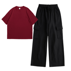 Cargo Trouser with Maroon Oversized tee