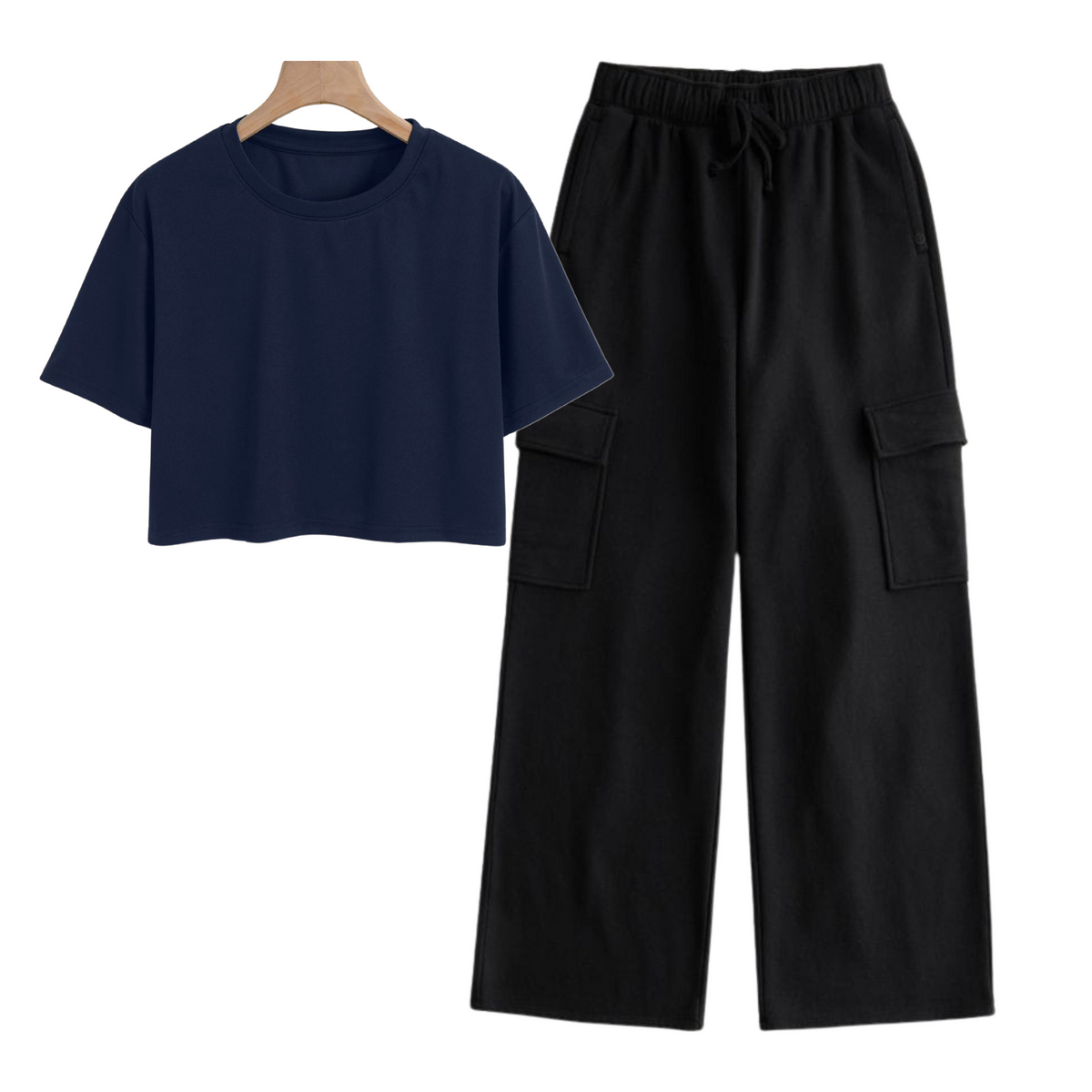 Cargo Trouser with Navy Blue Crop tee