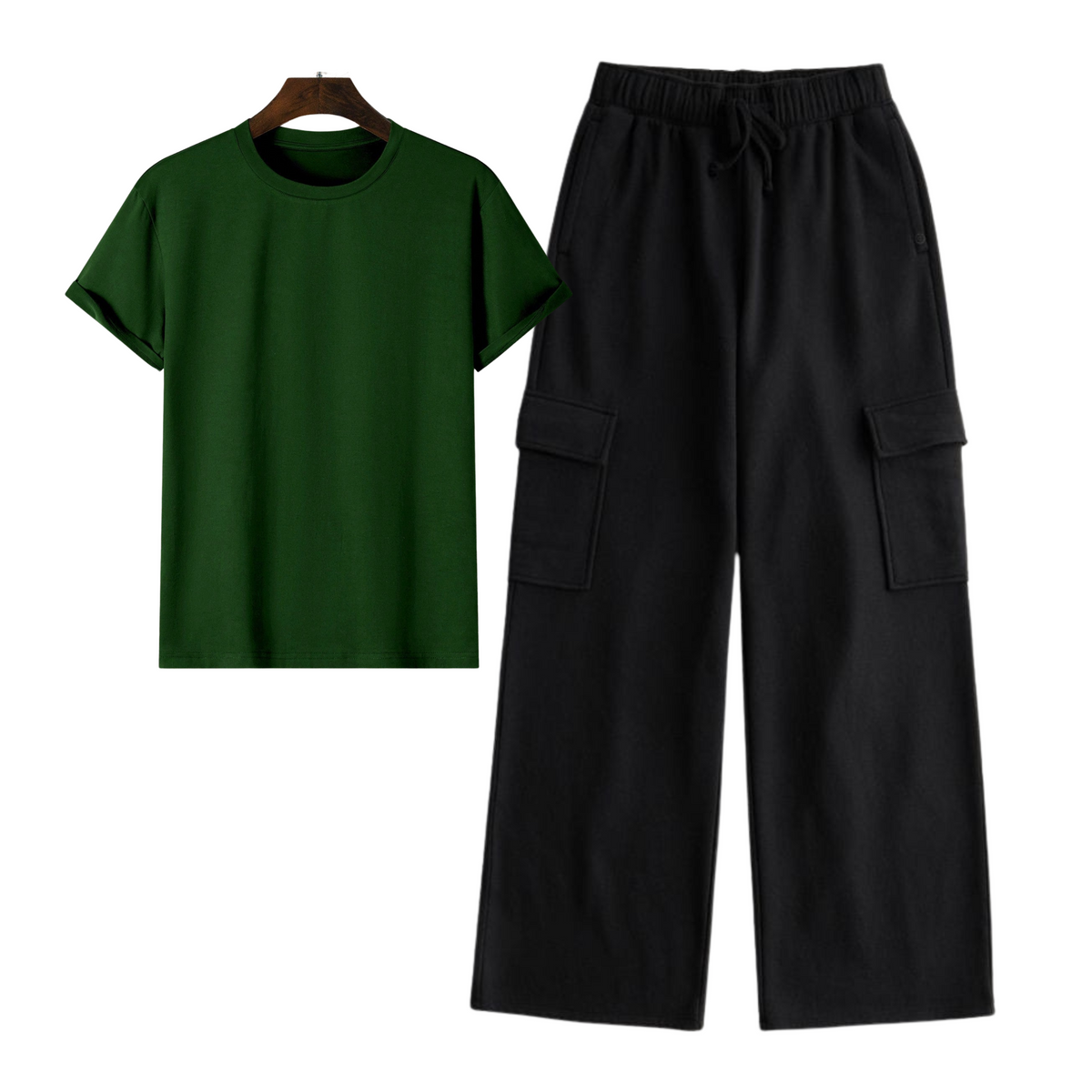 Cargo Trouser with Dark green Regular tee