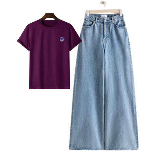 Wide Leg Jeans with Dice Regular Tee