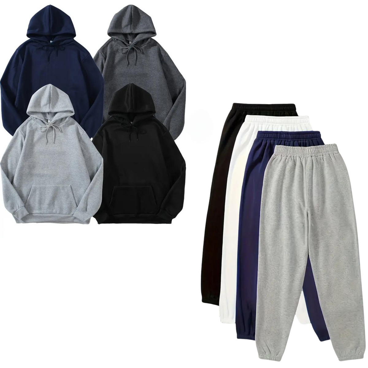 Pack of 4 Regular tracksuit (Navy blue, Light grey, Charcoal grey & Black)