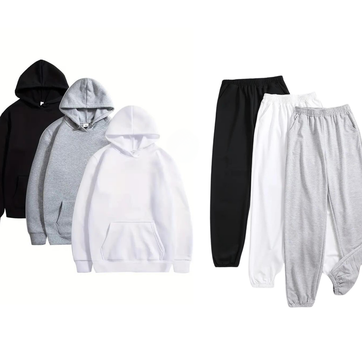 Pack of 3 Regular Tracksuit (Black,White & Light Grey)