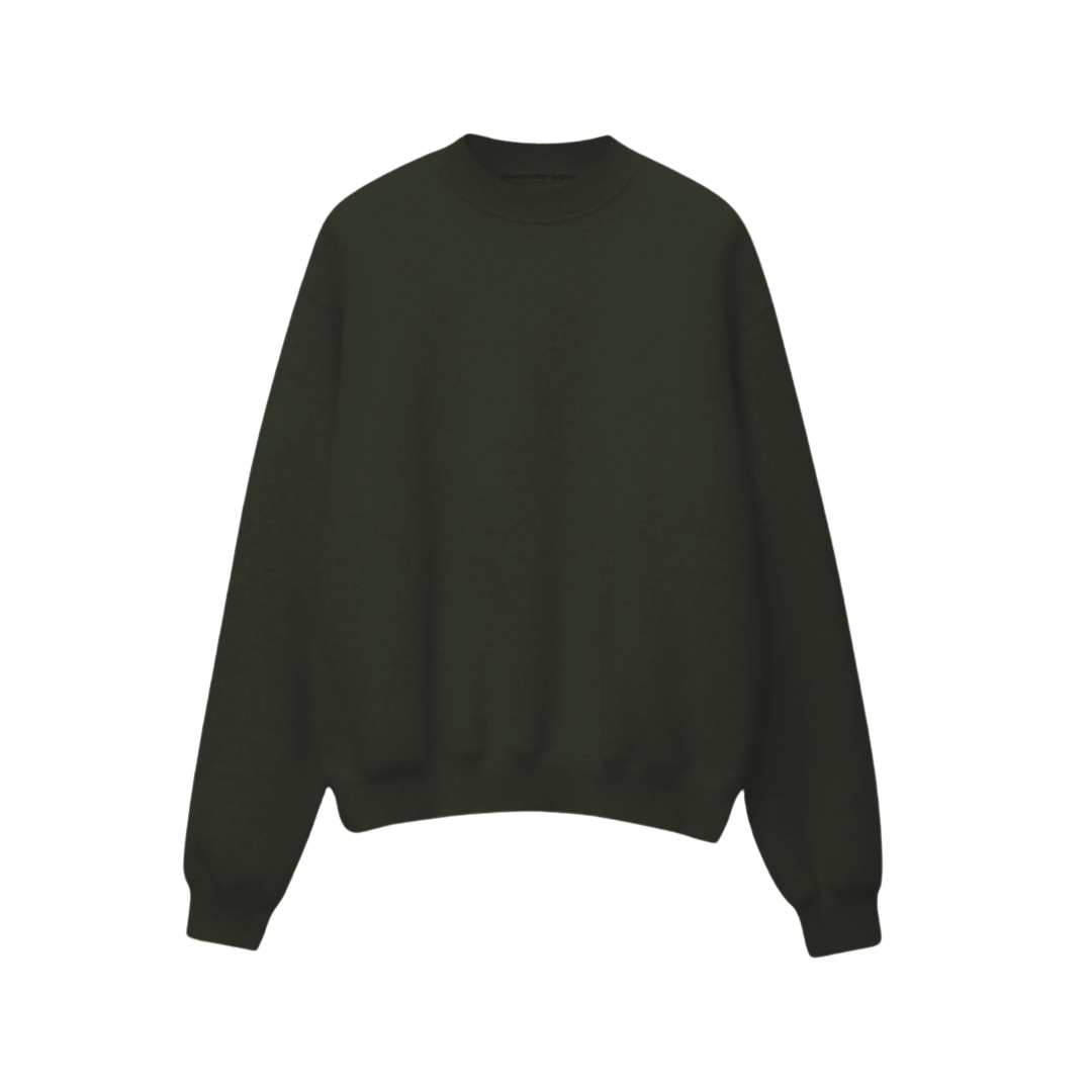 Drop Shoulder Olive Green Sweatshirt